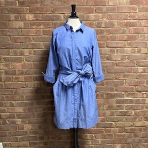 Gretchen Scott Designs Light Blue Shirt Dress with Tie Waist